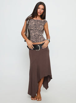 Futura Asymmetrical Midi Skirt Chocolate