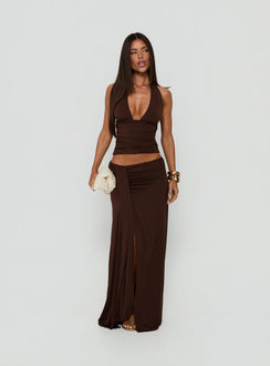 Keerah Tie Neck Halter Top Brown