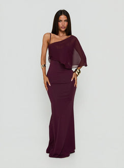Isebella Sheer Poncho Maxi Dress Mulberry