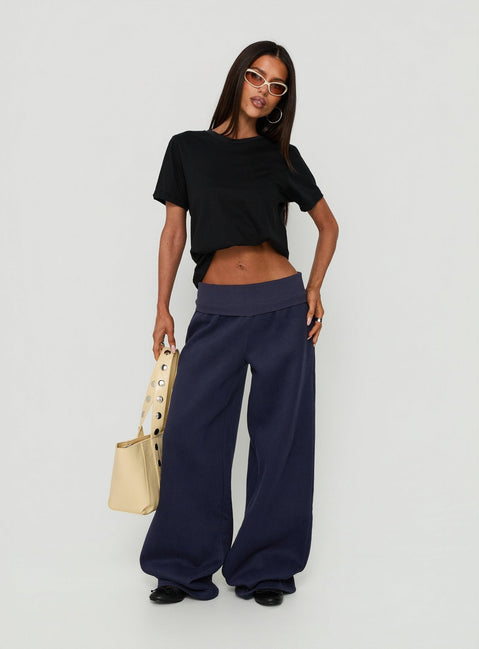 Lockie Foldover Baggy Track Pants Navy