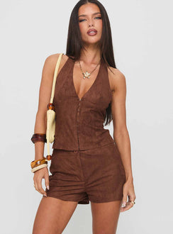 At Your Place Halter Set Brown