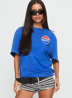 Pepsi Cola Oversized Graphic Top Blue