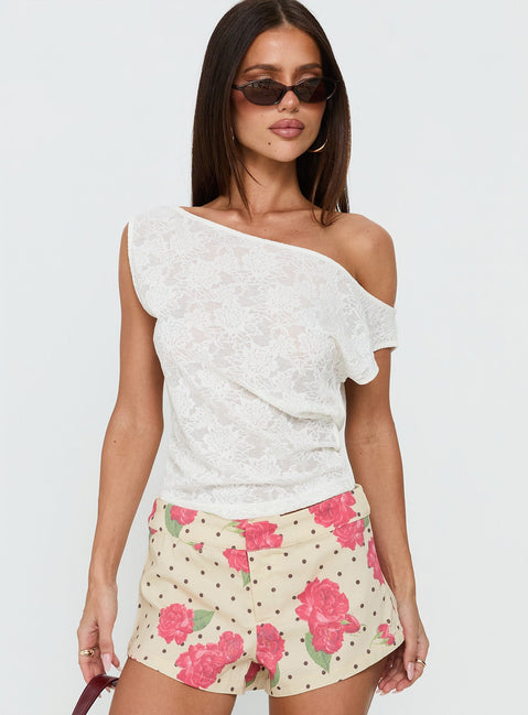 Orvielle Lace Off Shoulder Top Cream