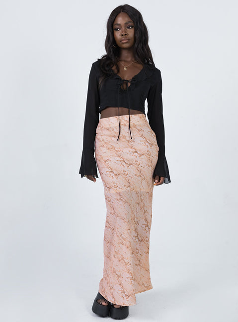   front view of model wearing Princess Polly Rayna Maxi Skirt Snake 