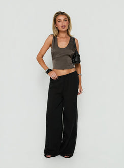 Annamarie Sheer Chiffon Elasticated Waist Pants Black
