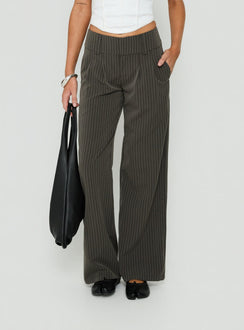 Two Lovers Low Rise Pants Grey Pinstripe