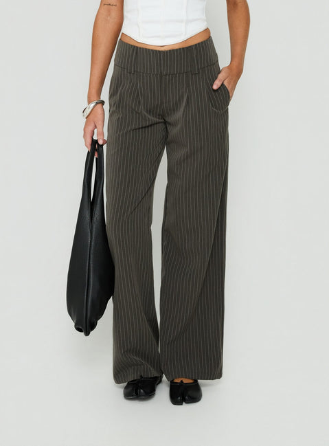 Two Lovers Low Rise Pants Grey Pinstripe
