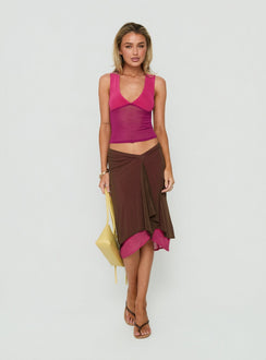 Erinhadi Midi Skirt Brown / Pink