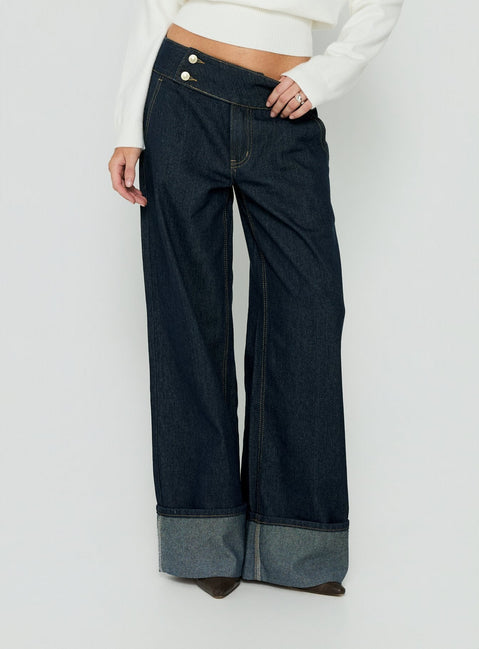 Nikoletta Foldover Jeans Raw Denim