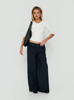 Amaiza Frill Drawstring Straight Leg Pants Navy