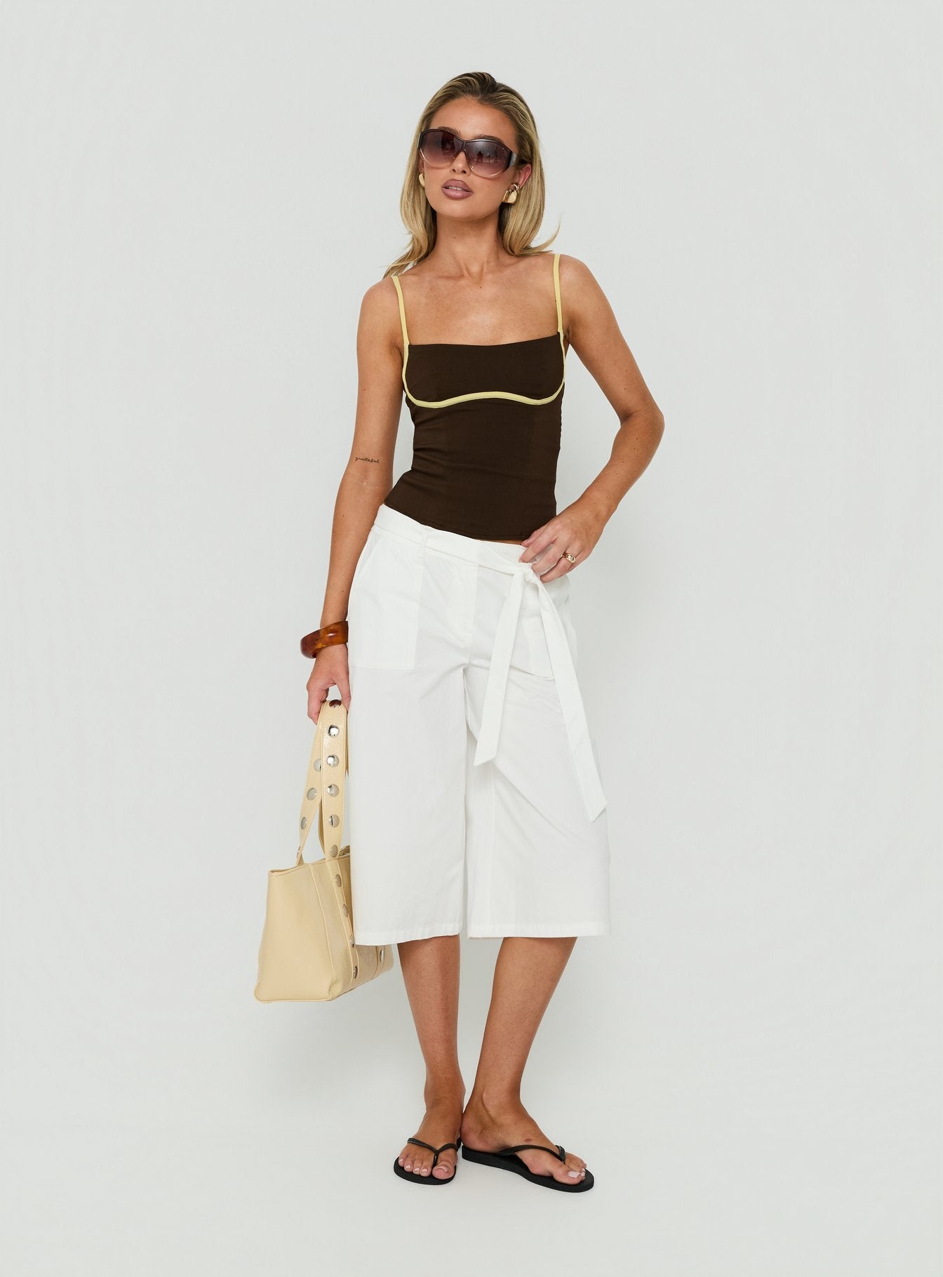 Zelaida Contrast Corset Top Brown / Butter