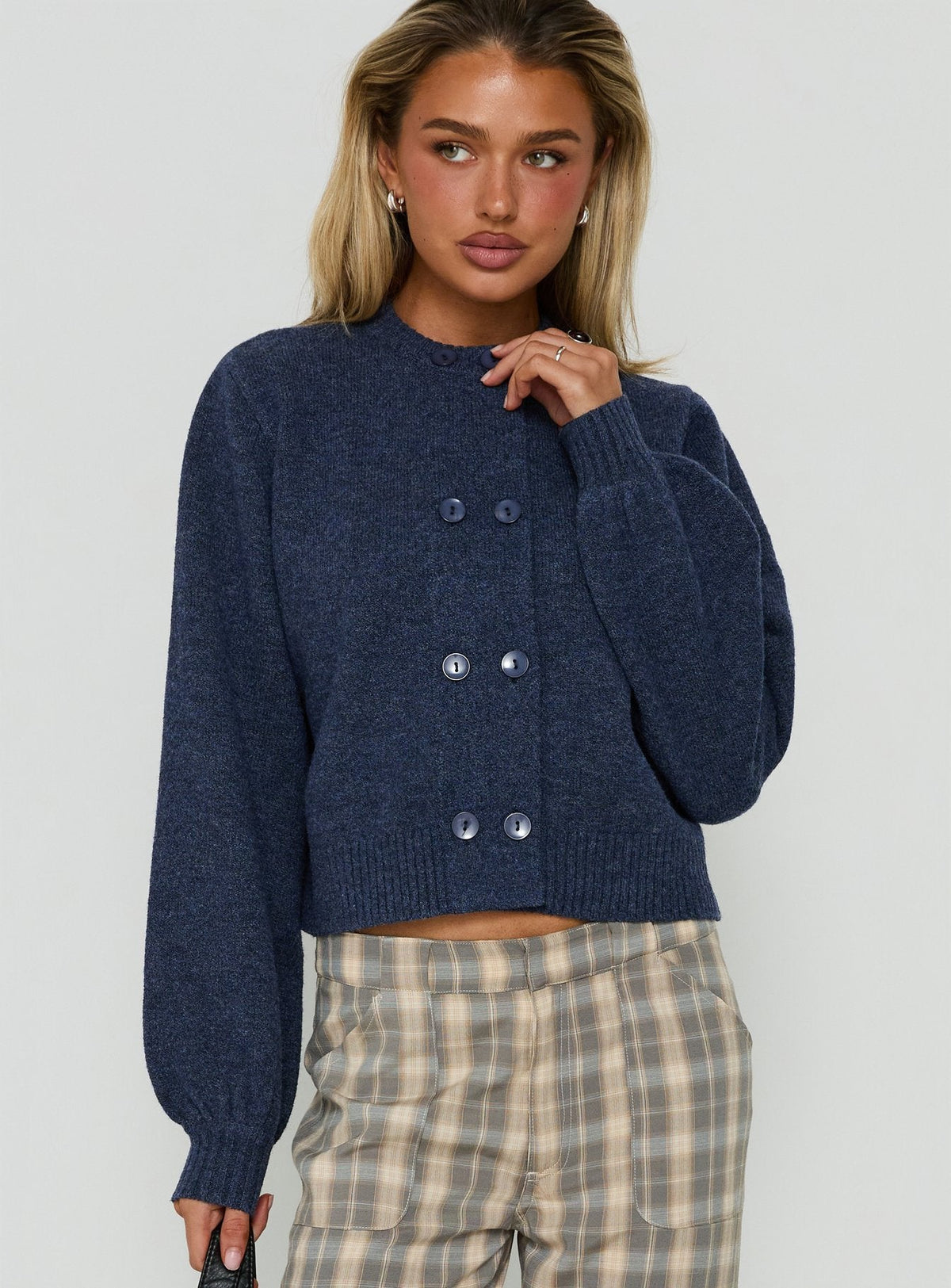 Kammi Button Up Cardigan Navy