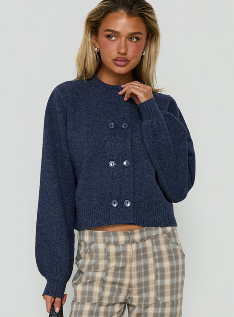 Kammi Button Up Cardigan Navy