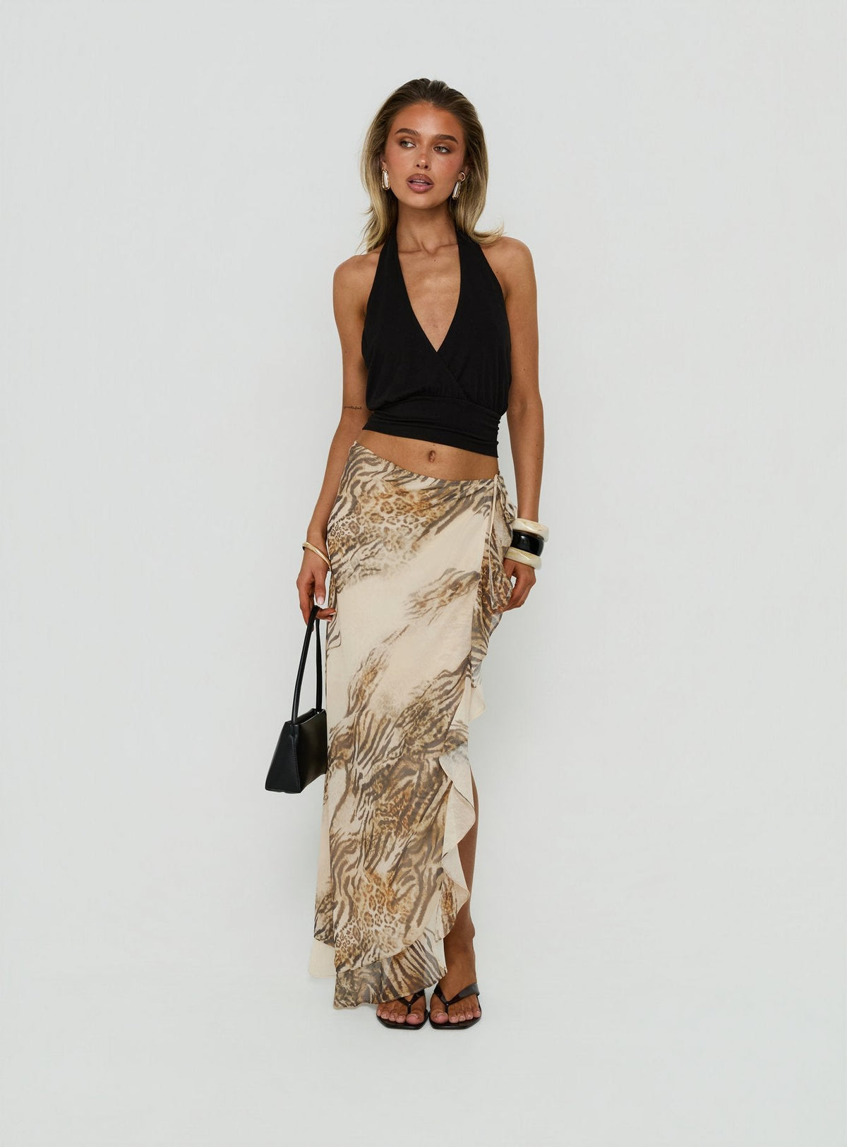 Featuring the Argenzia Sarong Maxi Skirt Animal Multi in womens-skirts with maxi length and asymmetry detail Princess Polly