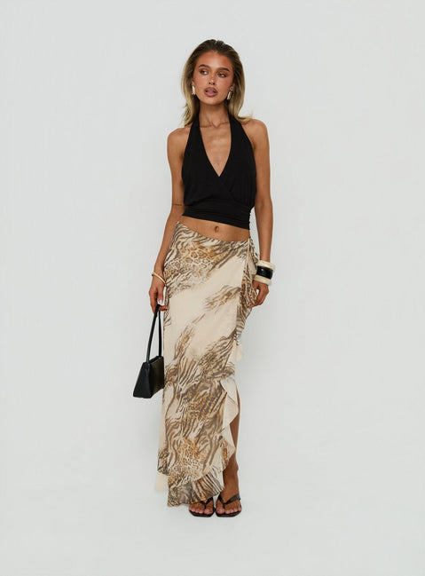 Featuring the Argenzia Sarong Maxi Skirt Animal Multi in womens-skirts with maxi length and asymmetry detail Princess Polly