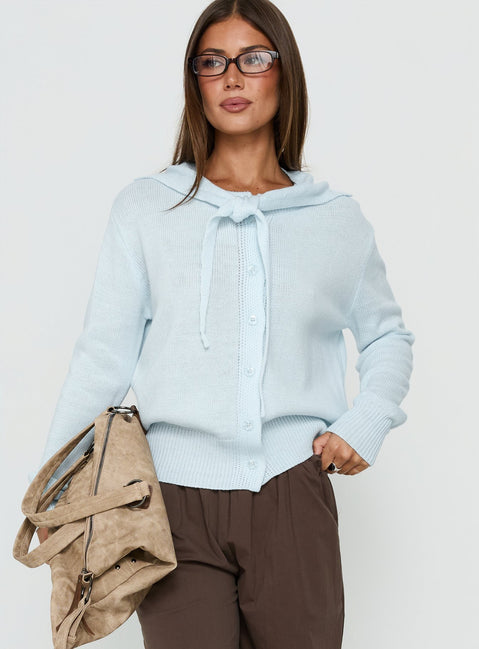 Pippy Scarf Tie Sweater Light Blue