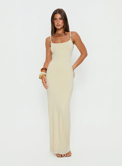 Page Turner Beaded Maxi Dress Lemon