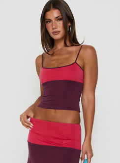 Karinna Scoop Splice Tank Top Red / Plum