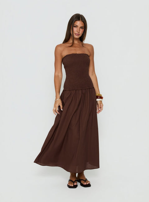 Tinsie Strapless Maxi Dress Chocolate Brown