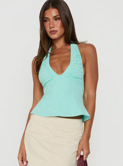 Claudiana Gathered Halter Top Turquoise