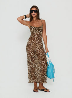 Celena Chiffon Maxi Dress Leopard Multi