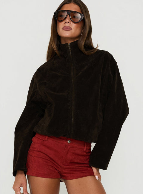 Dalmazia Funnel Neck Jacket Chocolate
