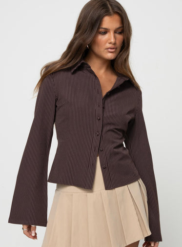 Anni Pinstripe Shirt Brown