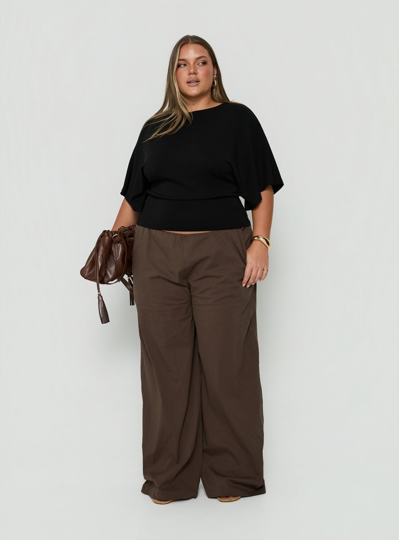 Arazia Cinched Short Sleeve Top Black Curve