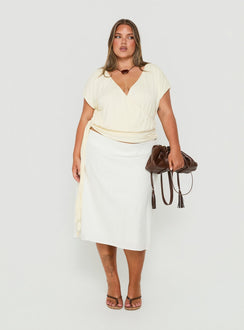 Such Delight Linen Midi Skirt White Curve