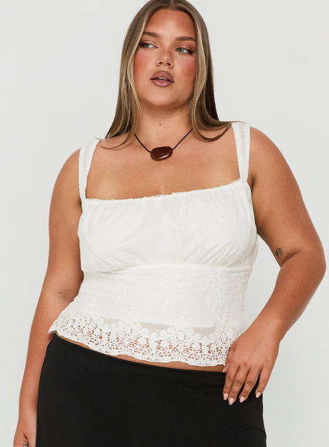Starlina Lace Trim Cami Top White Curve