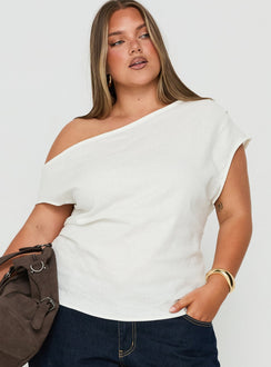 Seasons Change Relaxed Off Shoulder Top White Curve