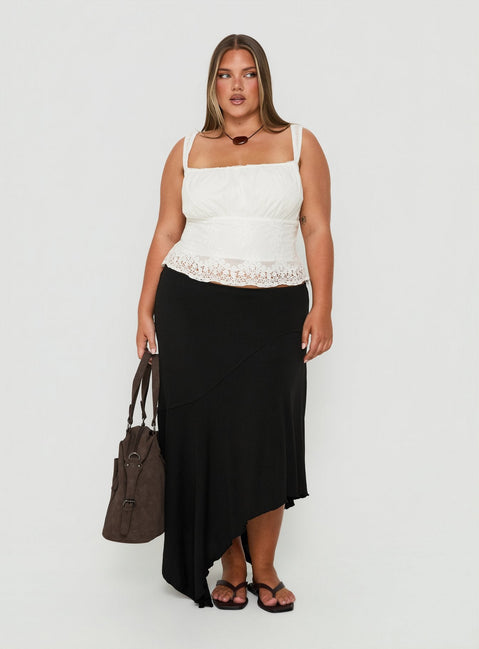 Futura Asymmetrical Midi Skirt Black Curve