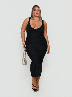 Justina Bandage Midi Dress Black Curve
