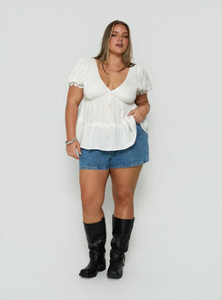 Kimberleigh Floaty Babydoll Top White Curve