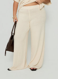 Calisse Knit Wide Leg Pants Beige Curve