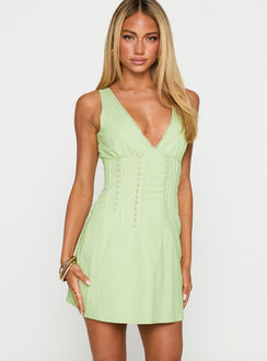 Austria Drop Waist Mini Dress Green