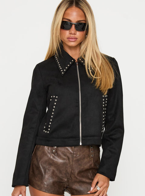 Hurleigh Faux Suede Jacket Black