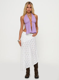 Sylvaine Asymmetrical Midi Skirt White