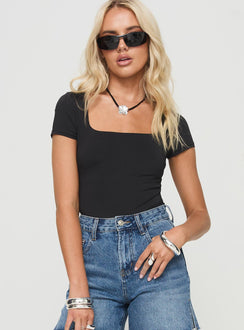 Bodysuit Cap sleeves, square neckline, high cut leg, cheeky style bottom, press clip fastening at base Good stretch, fully lined  Princess Polly Lower Impact 