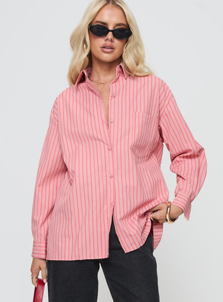 Button up shirt Striped print, classic collar, button fastening, single breast pocket Non-stretch material, unlined