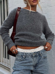 Abrams Rib Knit Crew Sweater Charcoal Marle