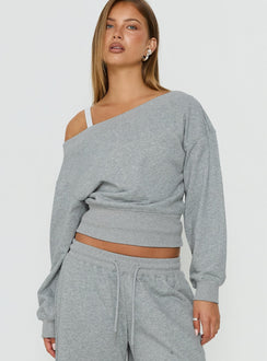 Kohdie Off Shoulder Fleece Jumper Grey Marle