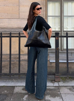 Unwritten Mid Rise Wide Leg Jeans Dark Blue Wash Tall