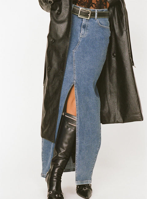 product Batkins Maxi Skirt Dark Wash Denim Princess Polly  Maxi 