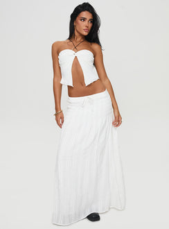   front view of model wearing Princess Polly Carana Maxi Skirt White Maxi 