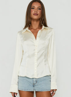 Aleska Long Sleeve Button Down Cream