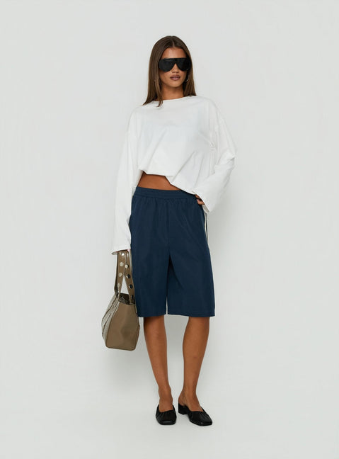 Boe Longline Track Shorts Navy / Yellow