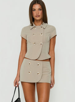 Juliettah Double Breasted Mini Skort Beige