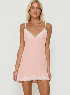 Calistta Lace Trim Mini Dress Pink