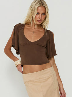 Marenn Split Sleeve Top Brown